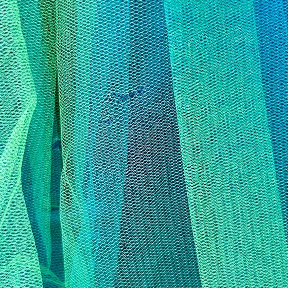 Vintage GUNNE SAX Jessica McClintock Y2K Vibrant Blue and Green Tulle Prom 7/8 - Picture 11 of 12